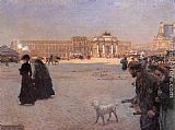 Palace Canvas Paintings - The Place de Carrousel and the Ruins of the Tuileries Palace in 1882